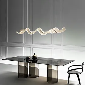 2023 New Chandelier Creative Modern Nordic Acrylic Material Wave Chandelier Light Luxury Designer Chandelier Dining Room Bar