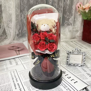 สบู่ดอกกุหลาบพรีเมียม 2026 พร้อมฝาครอบแก้วใส ดอกยิปโซฟิลลาแห้ง ขนาด 40 ซม. ของขวัญโฟมสำหรับคริสต์มาสและวันวาเลนไทน์ - Product Image 4