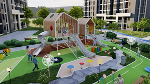 Grand parc <span class=keywords><strong>d</strong></span>'attractions extérieur, divers équipements de divertissement, balançoire à ressort double pour enfants, cheval à bascule, vente personnalisée - Product Image 4