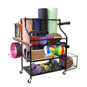 free standing steel storage shelf organizer home gym storage rack with wheels and hooks