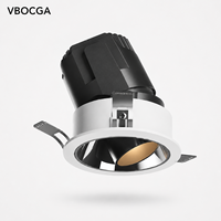 Plafonnier LED COB moderne 7W 12W Ra90 75mm sans scintillement, encastré intérieur à faisceau étroit