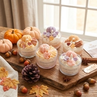 Bougie parfumée à la cire de soja parfumée à la citrouille, style dessert, récolte d'automne, bougie décorative parfumée, pot en verre fait main, OEM ODM, bougies aromatiques