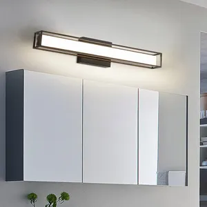 Lampade da parete a Led per soggiorno in oro nero opaco acrilico con luce anteriore a specchio a striscia lunga a Led semplice europea