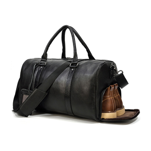 Bajo Arancel Sudeste Asiático Hecho # PA0434 Nuevo Faux Litchi Pattern Leather Large Travel Weekend Duffle Bag para hombres con bolsillo para zapatos - Product Image 3