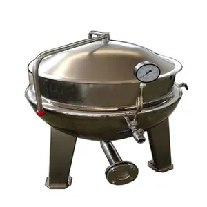 Vertical high pressure steam jacket heating sandwich pot/meatball frying machine