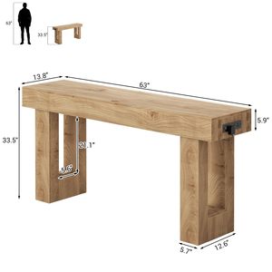 Mesa Consola de Entrada de Madera Rústica SENYU con Estante de Almacenamiento e Iluminación LED, Diseño Moderno de Casa de Campo para Decoración de Interiores del Hogar - Product Image 4