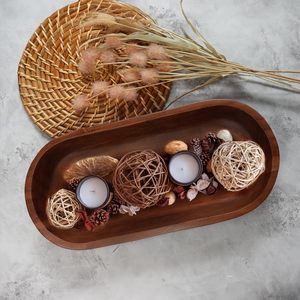 Bandejas de madera de alta calidad, cuenco de masa de madera, cuenco de masa rústico de madera de Acacia, cuencos decorativos hechos a mano para decoración del hogar - Product Image 5