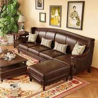 Klassisches Modernes Luxus Chesterfield Leder-Relaxsofa-Set im Mid-Century Design für Villa, Wohnzimmer und Hotelgebrauch
