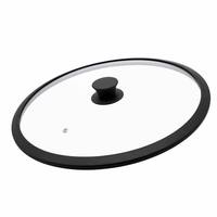 Couvercle en verre trempé de type G pour ensemble de casseroles, bord en silicone, couvercle de casserole en acier inoxydable résistant à la chaleur avec évent de vapeur, diamètre 38 cm