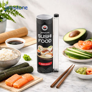 Tube en carton personnalisé pour sushi, conteneur alimentaire, tube en papier à pousser pour l'emballage des rouleaux de sushi avec bouteille de sauce soja - Product Image 1