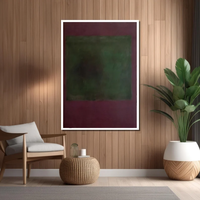 Peinture sur toile abstraite Mark Rothko faite à la main, art moderne, décoration murale en vert foncé et bordeaux
