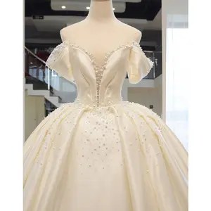 Tek omuz düğün elbisesi gelin 2022 yeni stil büyük kuyruk v yaka fransız işık beyaz düğün elbisesi Vintage saten düğün elbisesi