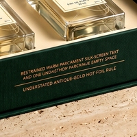 Boîte à parfum rigide de luxe sur mesure, style livre vert magnétique, avec insert ajusté pour présentation, pour emballage de parfum personnalisé