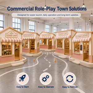 Casetta Modulare per Giochi Morbidi, Caffetteria Panetteria, con Bancone Rosa e Tettoia, Qualità Controllata, per Area Bambini in Centro Commerciale, Pronta per l'Uso - Product Image 1
