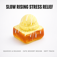 Jouet Squishy Gâteau Glacé au Miel à Remontée Lente, Base de Gâteau Glacé, Cuillère à Glace, Anti-Stress, Cadeau de Bureau