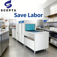 Lavavajillas Eléctrico de Acero Inoxidable Totalmente Automático con Certificación NSF Scepta para Hospitales, Residencias de Ancianos y Centros de Atención Médica