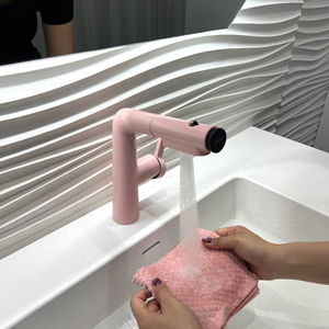 Robinet Mitigeur Chaud/Froid Extensible et Relevable Blanc Crème pour Lavabo de Salle de Bain, Style Commerce International Transfrontalier - Product Image 4