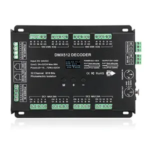 Decodificador DMX/RDM de 32 canales, DC5V ~ DC24V DMX512 a voltaje constante PWM RGB/RGBW, controlador Led Ethernet DMX