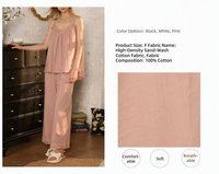 Vêtements de nuit pour femmes en coton lavé au sable certifié OEKO TEX, ensemble de pyjamas sexy en dentelle, écologiques, respirants, pyjamas personnalisés