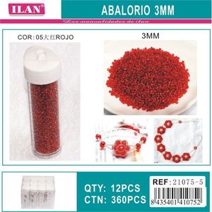Perline Rosse ILAN da 3mm per Creazione di Gioielli, 12 Pezzi per Tubo - Product Image 1