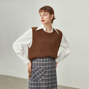 <span class=keywords><strong>Gilet</strong></span> maglione morbido personalizzabile da <span class=keywords><strong>donna</strong></span> autunno e inverno Design di nicchia all'interno e all'esterno indossa <span class=keywords><strong>gilet</strong></span> maglione <span class=keywords><strong>marrone</strong></span> lavorato a maglia Casual - Product Image 1