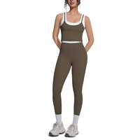 Ensemble de vêtements de sport avec étiquette de marque personnalisée, tissu effet seconde peau, leggings anti-transparence pour le sport et les loisirs, texture côtelée, faible MOQ, vente en gros