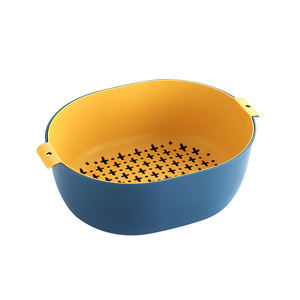 Sesam Gute Qualität Siebe Abfluss korb Doppels chicht Kunststoffs iebe zum Abtropfen von Pasta Gemüse Obst - Product Image 1