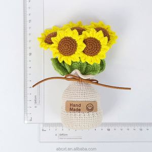 <b>Best</b> Selling Big Crocheted Potted Flower Potting 5 Heads Crochet Sunflower Plant Pot - Product Image 6