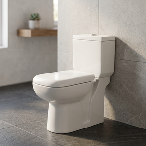 WC moderne en céramique, forme carrée, deux pièces, avec couvercle de siège inclus - Product Image 3
