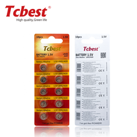 Pila de botón alcalina 0% Hg Pb Tcbest AG10 AG12 AG13 AG4 AG3 AG1 AG5