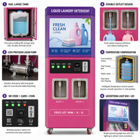 Distributeur de lessive liquide 160L, machine de remplissage en libre-service avec paiement par QR code, carte ou monnaie, pompe 220V