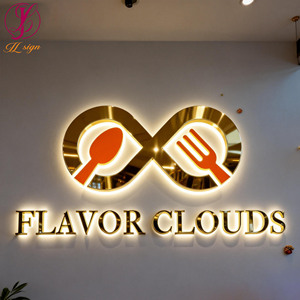 Enseigne en lettres dorées 3D rétroéclairées en acrylique, enseigne lumineuse LED, enseigne personnalisée pour entreprise, enseigne de devanture pour café, salon de thé, <span class=keywords><strong>restaurant</strong></span> - Product Image 3