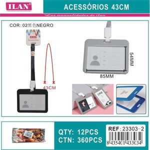 Porta badge orizzontale Ilan con cordino da 43 cm, accessorio nero per badge - Product Image 3