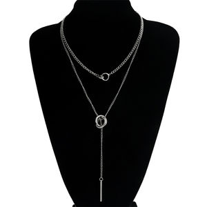 Trendy daire klavikula zincir püskül uzun çubuk kolye altın gümüş kaplama kolye kadınlar için - Product Image 3