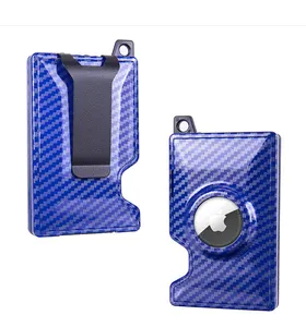 Carteira de metal RFID minimalista para homens, porta-moedas de dois andares, porta-cartões com logotipo personalizado, clipe para dinheiro, carteira de alumínio RFID para homens