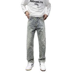 2025 Men's American Vintage 3D Star Print Fleece-<b>Lined</b> Denim Pants | Autumn Winter Wide-Leg Stonewashed Trousers - Product Image 6