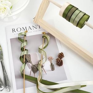 Cinta de Satén de Doble Cara Verde Bosque Morandi, Rollo al por Mayor, Color Sólido, 100% Poliéster, para Ramos de Boda, Cajas de Regalo, Envoltura de Regalos, Fiestas - Product Image 6