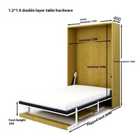 Multifunktionales Doppelschicht-Schreibtisch-Wandbett mit Unsichtbarer Hardware, Klappbares Murphy-Bett mit Schreibtisch, Metallbettrahmen