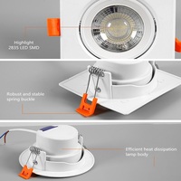 Spot encastré carré LED moderne pour intérieur, orientable, 3W 5W 7W, corps en plastique SMD, montage au plafond, CRI 80 120, angle de faisceau