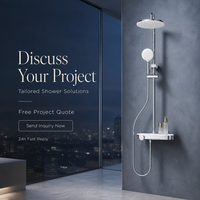 Ensemble de douche mural en laiton pour salle de bain, avec pommeau de douche pluie rond et douchette à jet doux sur rail, pour projets de rénovation hôtelière
