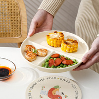 Assiette en porcelaine de style japonais moderne et minimaliste, assiette de petit-déjeuner pour enfants, résistante au micro-ondes, créative pour la maison