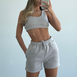 Women <strong>Wear</strong> Short Camisole Navel Five Points Trousers 2 Piece Suit Casual Sets Tank Top and High Waist Shorts Jogger Training Set - Product Image 6