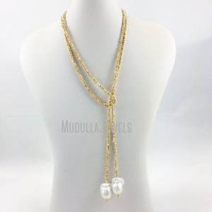 NM19103 גדיל בודד של פיריט זעיר חרוזים פלצור שרשרת גדול הבארוק פרל מים מתוקים פרל פלצור שרשרת - Product Image 4