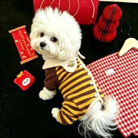 Vêtements pour chiens à quatre pattes à imprimé abeille rayé, vêtements doux et chauds pour protéger le ventre, tenues d'automne et d'hiver pour petits chiens et chats