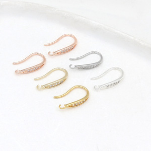 14k gold-plated, color-preserving, diamond-encrusted <b>earrings</b> with dangling loops, <b>hooks</b>, and <b>hooks</b>; handmade DIY <b>earrings</b> and - Product Image 2