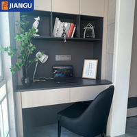 Table d'ordinateur murale longue personnalisable pour plusieurs personnes avec armoire supérieure intégrée, poste de travail pour la maison et le bureau