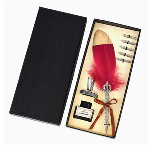 Stylo à plume de luxe décoratif avec plume, pour cérémonie de mariage, signature, logo personnalisé, papeterie souvenir, encre fluide, écriture professionnelle - Product Image 5