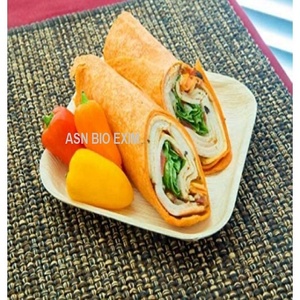 Feuille de palmier Areca naturelle et biologique, vaisselle jetable élégante écologique de luxe en forme de rectangle, assiettes à motif végétal de noël - Product Image 1