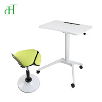 Bureau mobile pneumatique réglable en hauteur avec levier pour espaces de travail flexibles