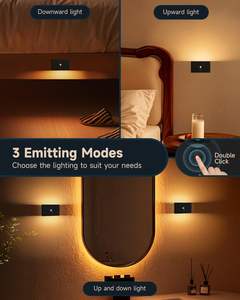 Lampe murale à <span class=keywords><strong>d</strong></span>étecteur de mouvement, lumière <span class=keywords><strong>d</strong></span>'<span class=keywords><strong>escalier</strong></span> noire, fixation magnétique, rechargeable, à intensité variable, veilleuses pour couloir et <span class=keywords><strong>escalier</strong></span> - Product Image 3